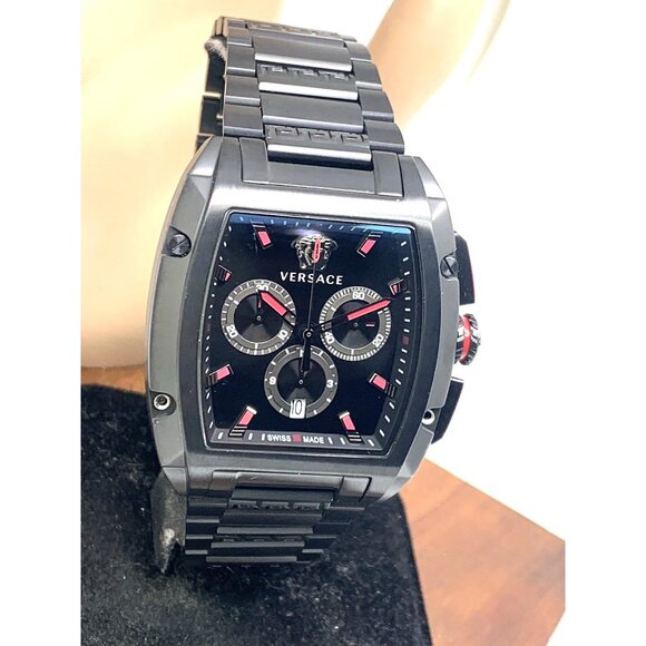 Versace Mens Watch VE6H00623 Swiss Quartz Chronograph Black Dial Stainless Steel - Picture 12 of 13